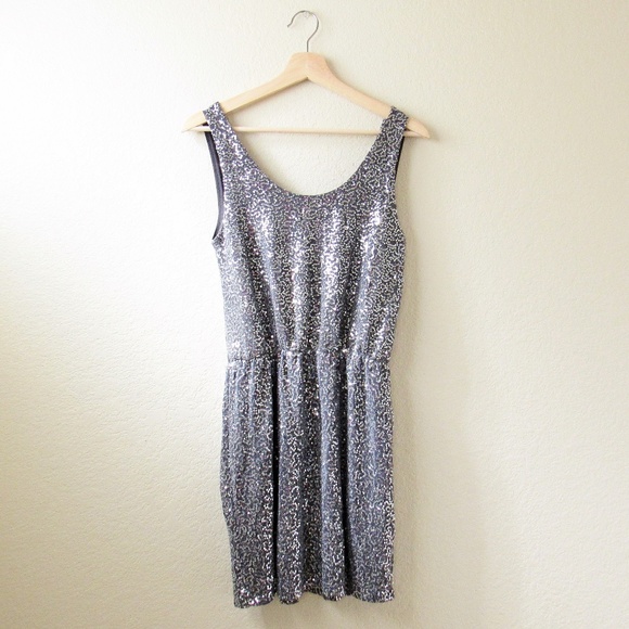 Express Dresses & Skirts - • Express Silver Sparkle Sequin Dress •